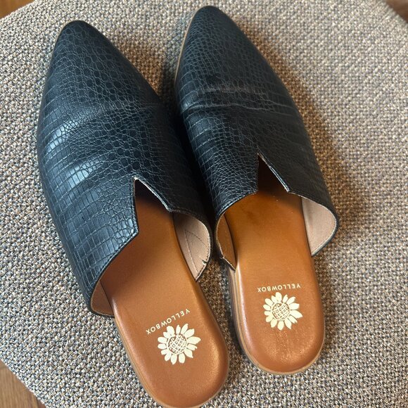 Yellow Box Shoes - Black Pointed Mules Yellow Box